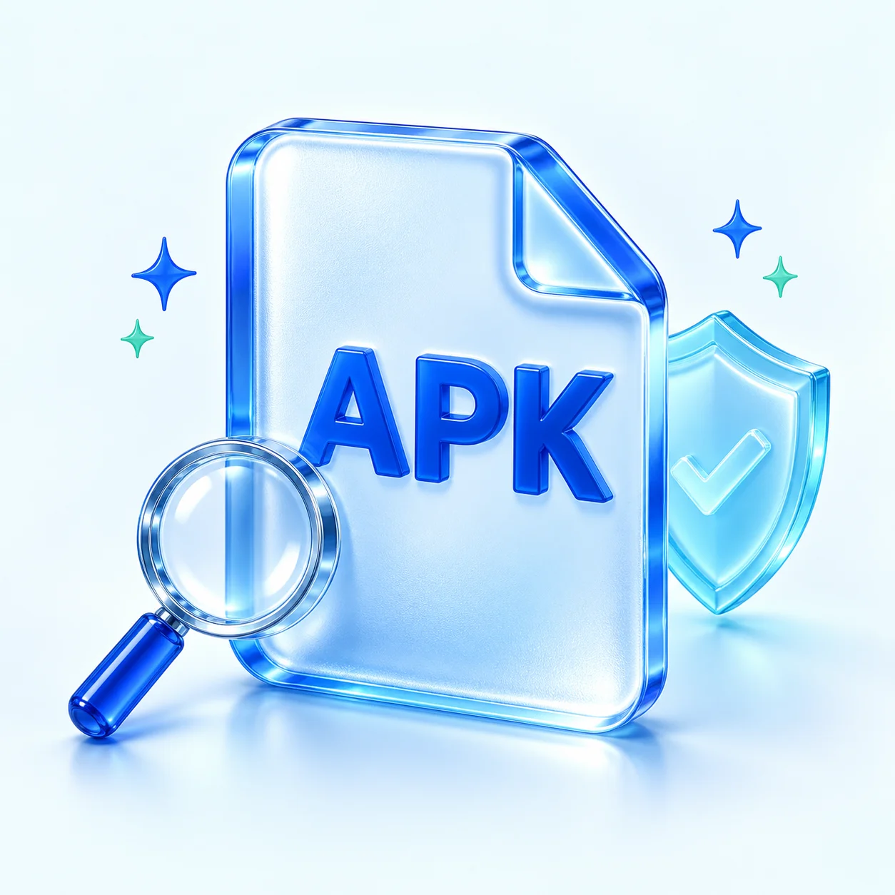 Concept illustration of a glass APK file